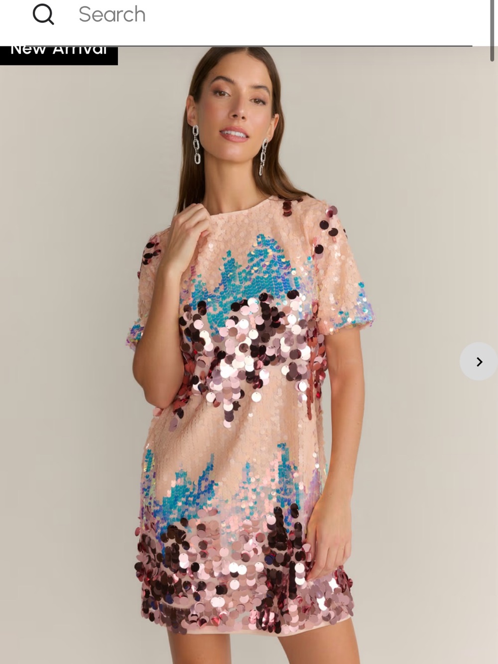 Flying Tomato Pink Sequin Mini Dress with Blue Accents